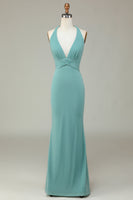Load image into Gallery viewer, Mermaid Halter Sea Glass Bridesmaid Dress