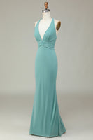 Load image into Gallery viewer, Mermaid Halter Sea Glass Bridesmaid Dress