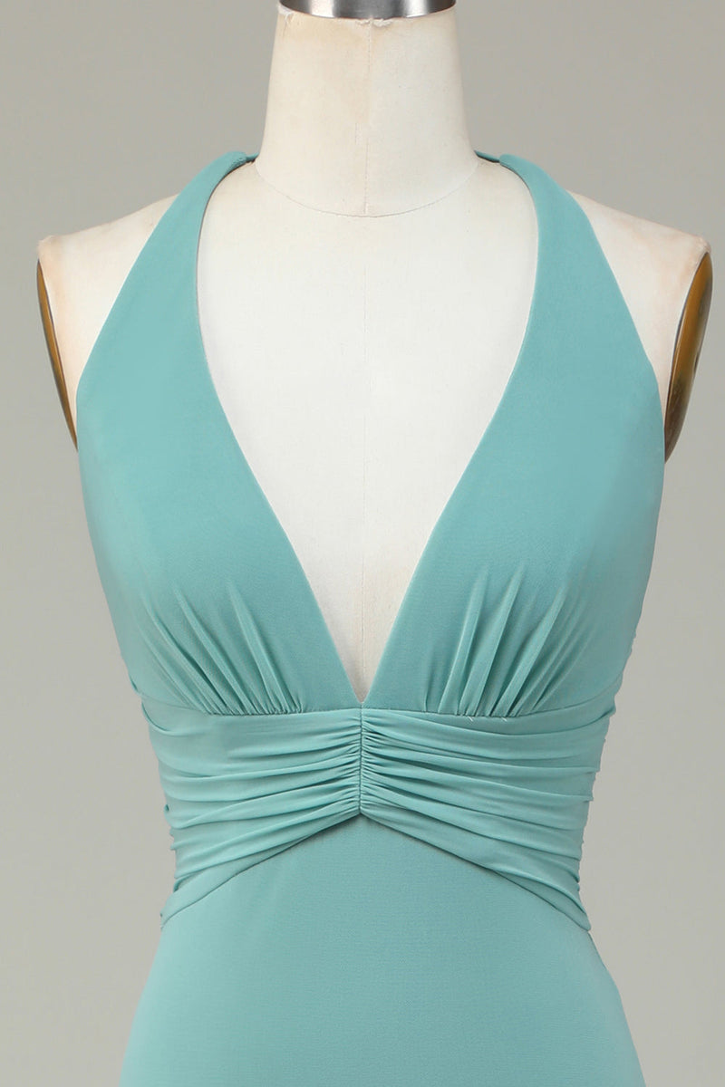 Load image into Gallery viewer, Mermaid Halter Sea Glass Bridesmaid Dress