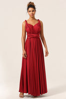 Load image into Gallery viewer, Beauty A-Line Halter Neck Burgundy Long Bridesmaid Dress with Criss Cross Back
