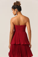 Load image into Gallery viewer, Charming A Line Strapless Burgudy Long Bridesmaid Dress with Ruffles