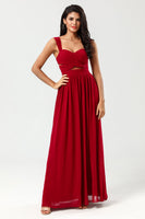 Load image into Gallery viewer, A Line Sweetheart Burgundy Long Bridesmaid Dress with Keyhole