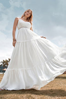 Load image into Gallery viewer, A-Line Simple Long Beach Simple Wedding Dress