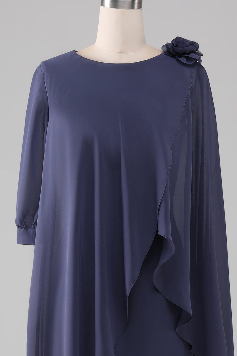 Load image into Gallery viewer, Sheath/Column Scoop Beaded Knee-Length Chiffon Mother of the Bride Dress