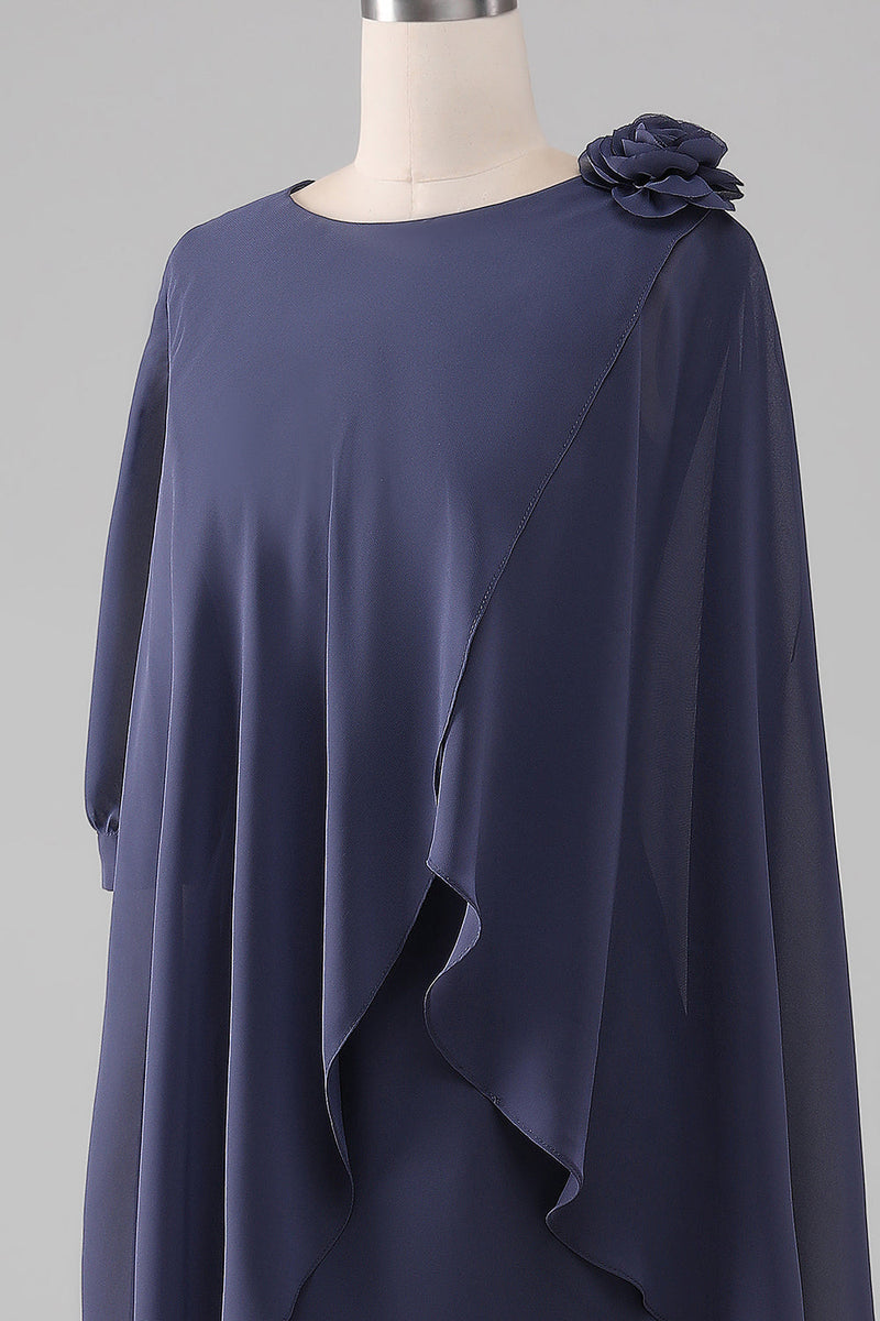 Load image into Gallery viewer, Sheath/Column Scoop Beaded Knee-Length Chiffon Mother of the Bride Dress