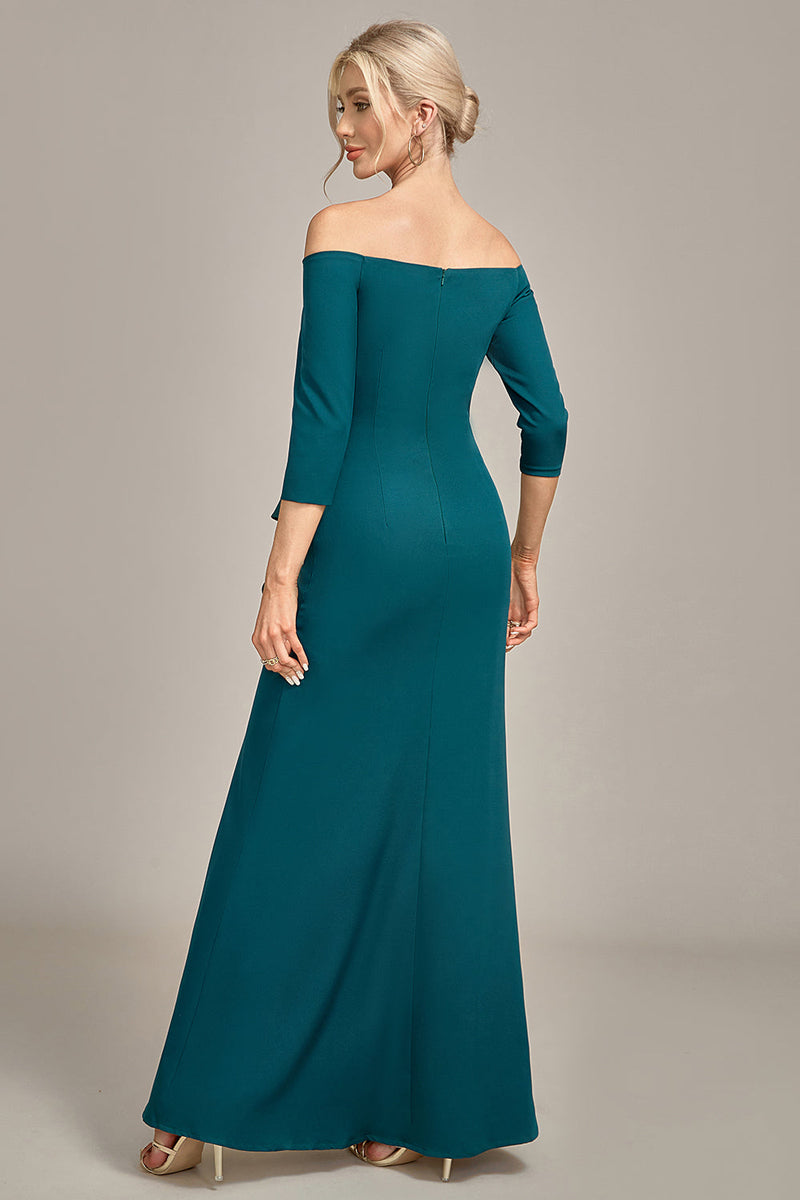 Load image into Gallery viewer, Dark Green Mermaid Off The Shoulder Cascading Ruffled Mother Of The Bride Dress