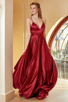 Load image into Gallery viewer, Burgundy Spaghetti Straps Simple Prom Dress