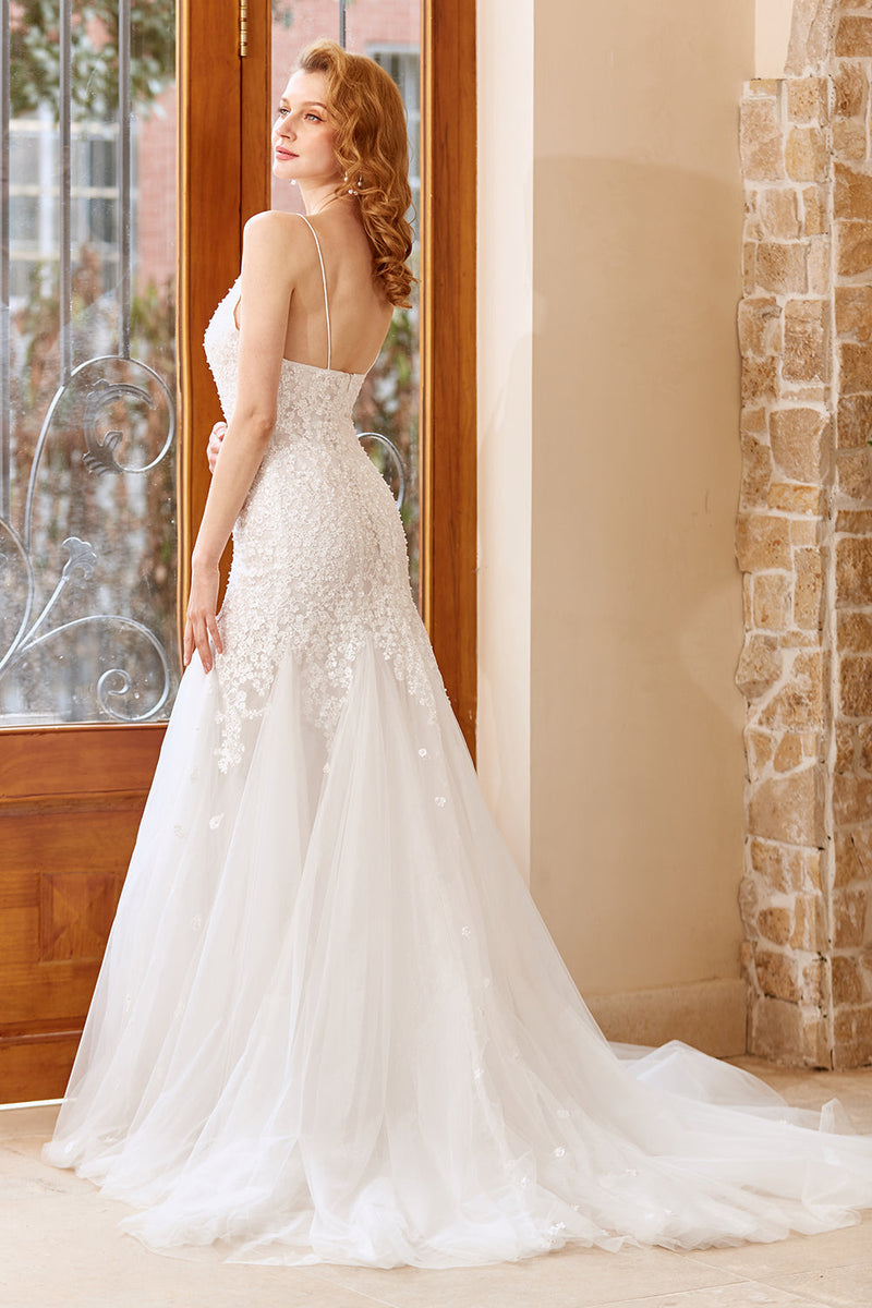 Load image into Gallery viewer, Mermaid Chruch Sweep Train Wedding Dress