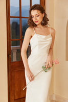 Load image into Gallery viewer, White Spaghetti Straps Simple Wedding Dress