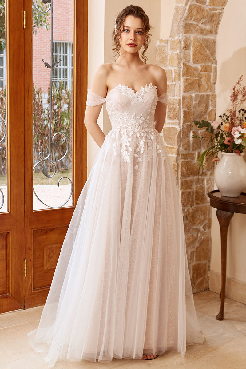 Load image into Gallery viewer, Appliques Tulle Halter Wedding Dress