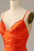 Load image into Gallery viewer, Orange Spaghetti Straps Mermaid Prom Dress