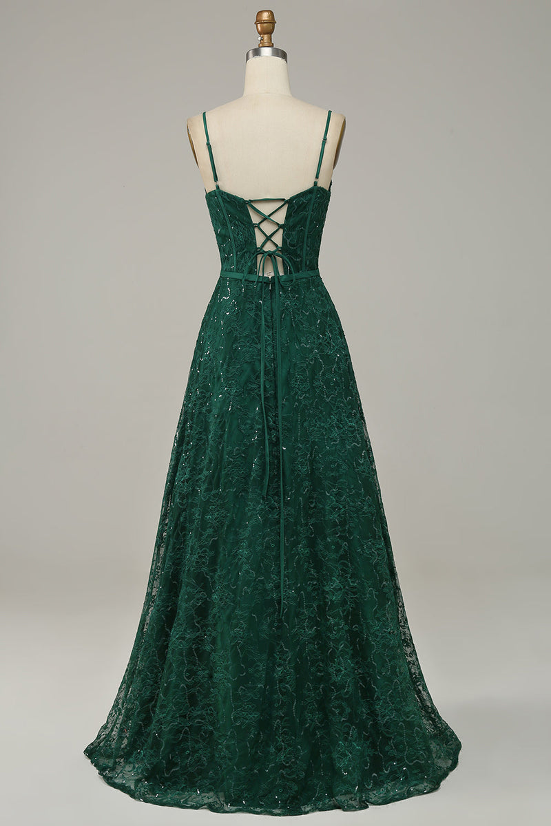 Hellymoon Women Prom Dress Dark Green Lace Spaghetti Straps Corset Formal Dress hellymoonuk Hellymoon Women Prom Dress Dark Green Lace Spaghetti Straps Corset Formal Dress hellymoonuk