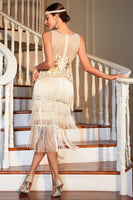 Load image into Gallery viewer, Fringed Champagne Sparkly Great Gatsby Dress for Party