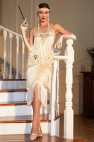 Load image into Gallery viewer, Fringed Champagne Sparkly Great Gatsby Dress for Party