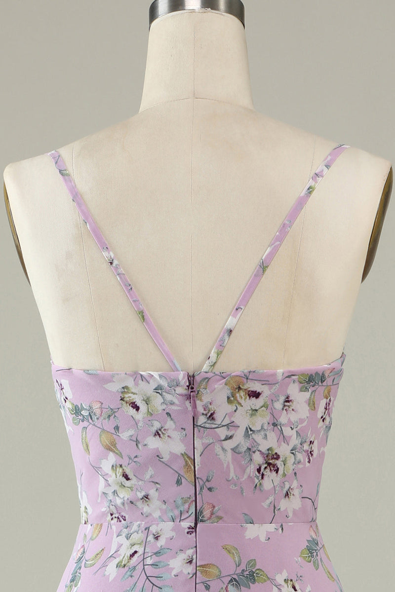 Load image into Gallery viewer, Black White Flower Boho Chiffon Bridesmaid Dress