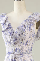 Load image into Gallery viewer, Blush Purple Flower Boho Chiffon Bridesmaid Dress