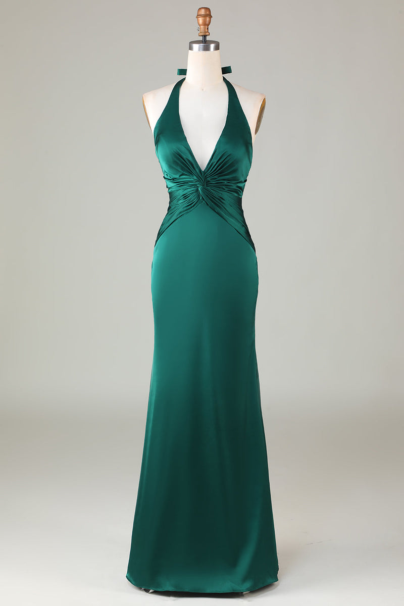 Hellymoon Women Dark Green Bridesmaid Dress Mermaid Halter Long Wedding Guest Dress hellymoonuk Hellymoon Women Dark Green Bridesmaid Dress Mermaid Halter Long Wedding Guest Dress hellymoonuk