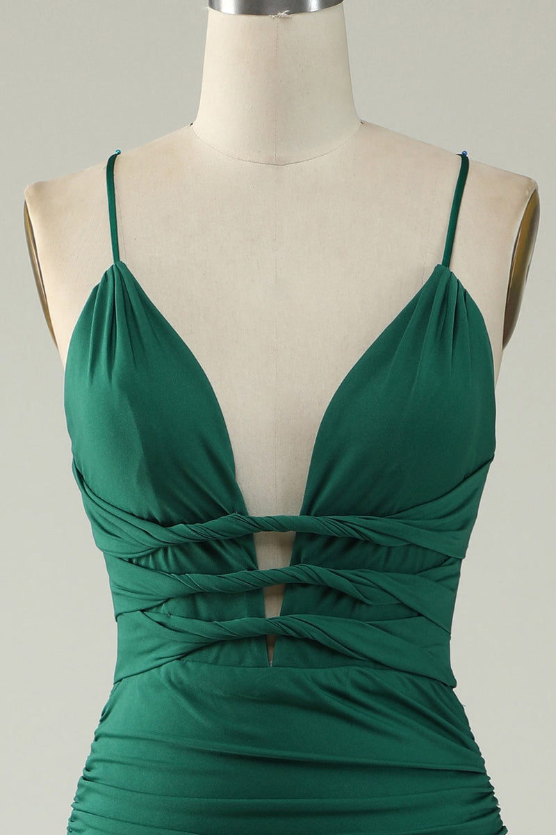 Load image into Gallery viewer, Mermaid Spaghetti Straps Royal Blue Plus Size Prom Dress with Criss Cross Back