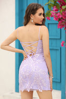 Load image into Gallery viewer, Lilac Lace Tight Short Homecoming Dress