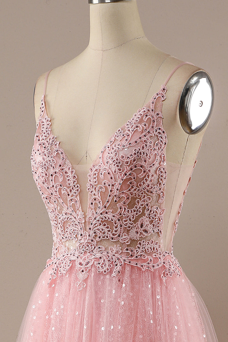 Load image into Gallery viewer, Pink Beading Tulle Princess Prom Dress