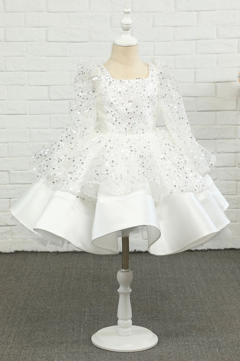 Load image into Gallery viewer, Ivory Sequins Flower Girl Dress with Bow