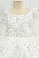 Load image into Gallery viewer, Ivory Sequins Flower Girl Dress with Bow