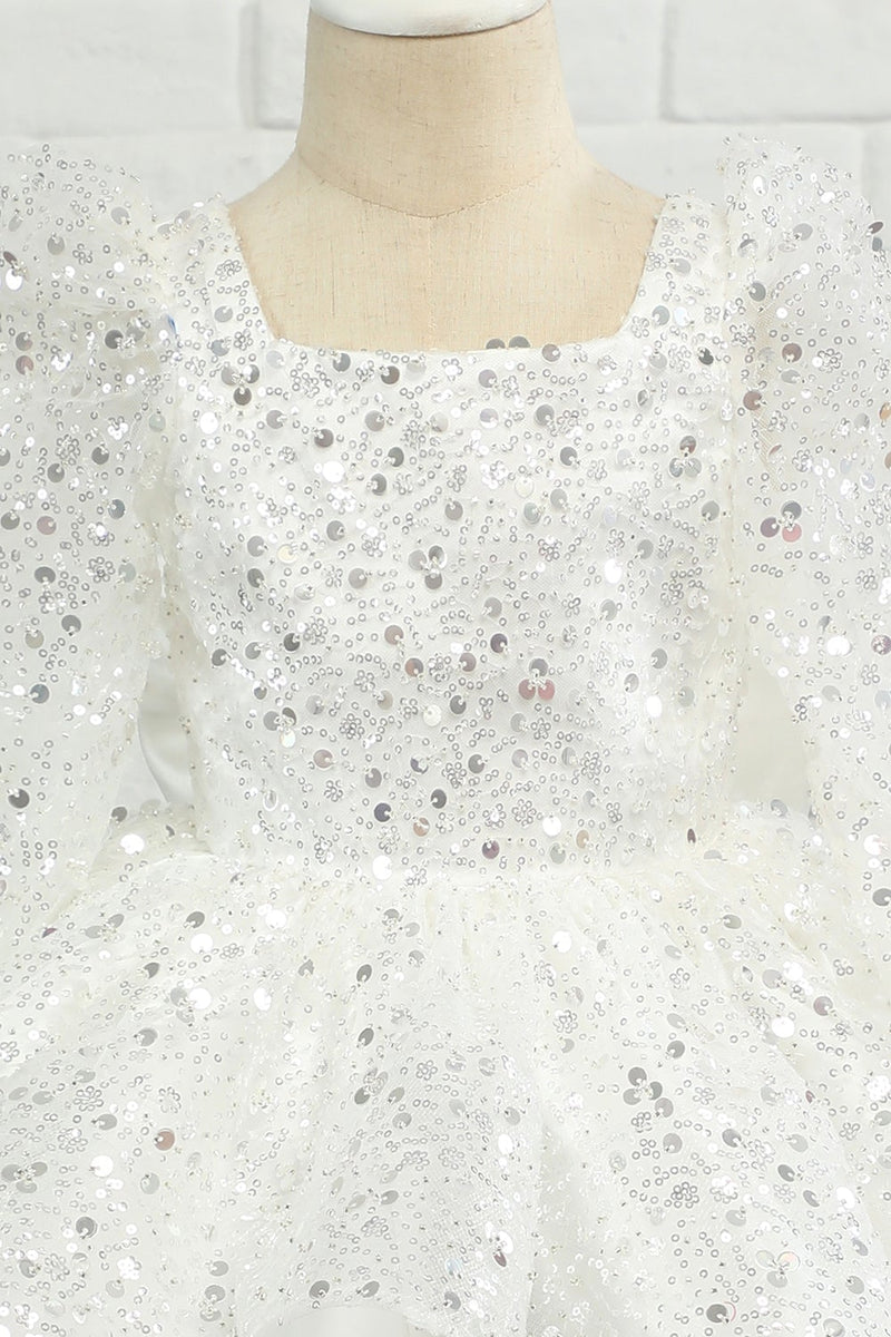 Load image into Gallery viewer, Ivory Sequins Flower Girl Dress with Bow