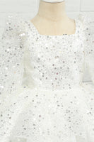Load image into Gallery viewer, Ivory Sequins Flower Girl Dress with Bow