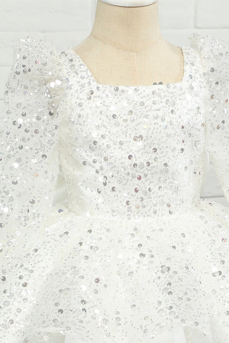 Load image into Gallery viewer, Ivory Sequins Flower Girl Dress with Bow
