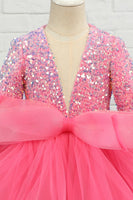 Load image into Gallery viewer, Fuchsia Tulle Sequins Flower Girl Dress
