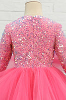 Load image into Gallery viewer, Fuchsia Tulle Sequins Flower Girl Dress
