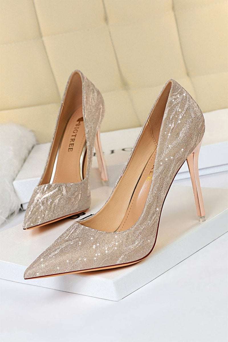 Load image into Gallery viewer, Shallow Toe Sequined Stiletto High Heels
