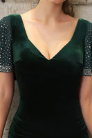 Load image into Gallery viewer, Dark Green Mermaid Velvet Evening Dress