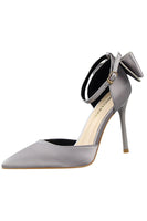 Load image into Gallery viewer, Burgundy Satin Prom Heels with Bowknot