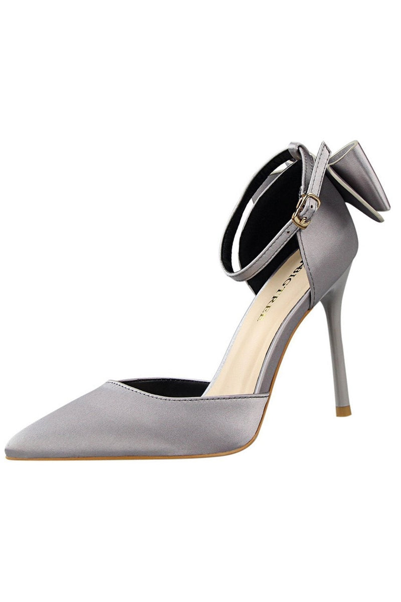 Load image into Gallery viewer, Burgundy Satin Prom Heels with Bowknot