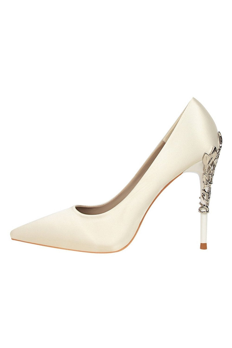 Load image into Gallery viewer, Burgundy Shallow Metal Stiletto Heels