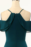 Load image into Gallery viewer, Green Cold Shoulder Prom Dress