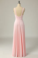 Load image into Gallery viewer, Classic A Line V Neck Yellow Long Prom Dress with Slit