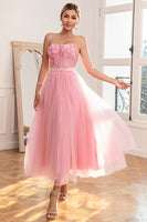 Load image into Gallery viewer, Gorgeous A Line Strapless Pink Prom Dress with Appliques