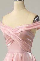 Load image into Gallery viewer, Princess A Line Off the Shoulder Blush Prom Dress