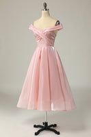 Load image into Gallery viewer, Princess A Line Off the Shoulder Blush Prom Dress