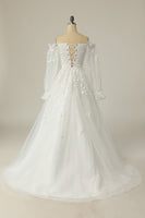 Load image into Gallery viewer, Luxurious A Line Off the Shoulder White Wedding Dress with Appliques