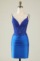 Load image into Gallery viewer, Spaghetti Straps Dark Green Corset Party Dress with Beading