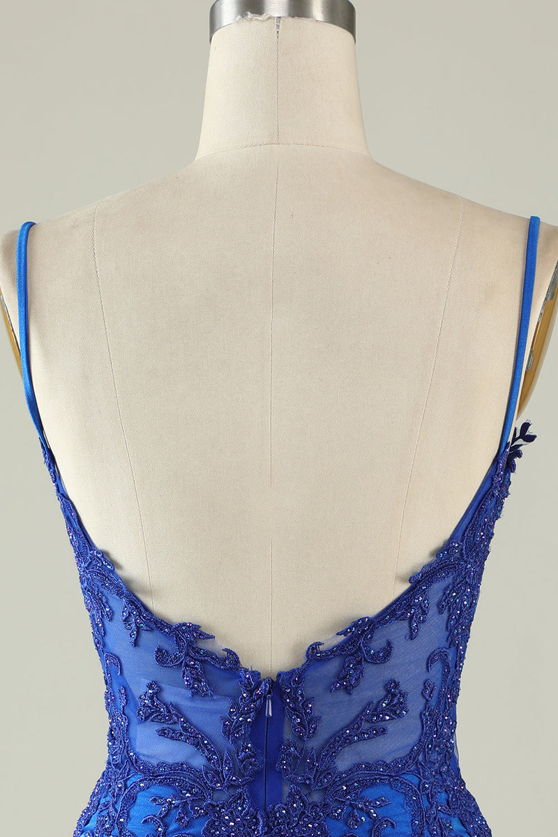 Load image into Gallery viewer, Spaghetti Straps Dark Green Corset Party Dress with Beading