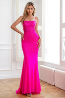 Load image into Gallery viewer, Glitter Hot Pink Mermaid Beaded Prom Dresses