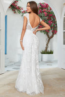 Load image into Gallery viewer, Ivory Mermaid Lace V-Neck Wedding Dress