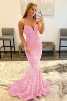 Load image into Gallery viewer, Royal Blue Sequin Mermaid Strapless Prom Dress