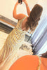 Load image into Gallery viewer, Sheath Deep V Neck Golden Beaded Sparkly Prom Dress with Silt