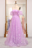 Load image into Gallery viewer, Lilac A Line Off The Shoulder Long Corset Prom Dress