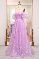 Load image into Gallery viewer, Lilac A Line Off The Shoulder Long Corset Prom Dress